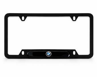 BMW Nummernschildrahmen mit Roundel Emblem | Mattschwarzes Metall