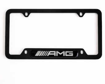 AMG Matte Black Metal License Plate Frame | Mercedes-Benz C63 E63 S63 GLC GLE & More