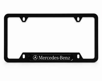 Mercedes-Benz License Plate Frame with Logo Emblem | Matte Black Metal
