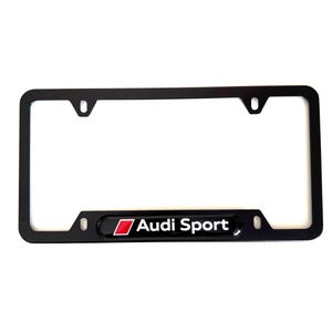 Cadre de plaque d'immatriculation Audi Sport avec badge rouge | Métal noir