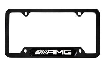 AMG Matte Black Metal License Plate Frame | Mercedes-Benz C63 E63 S63 GLC GLE & More