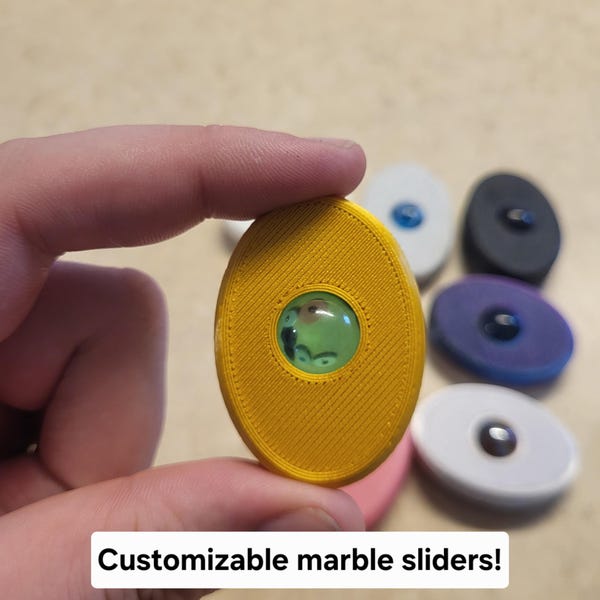 3d Printed Worry Stone With Embedded Marble Roller - Customizable