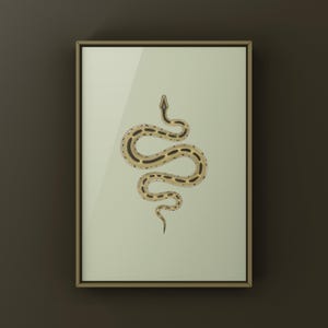 Green Burmese Python Python bivittatus art print by The Morph Archive, green snake artwork by Mingo X.