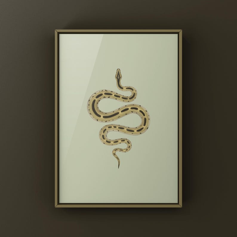 Green Burmese Python Python bivittatus art print by The Morph Archive, green snake artwork by Mingo X.