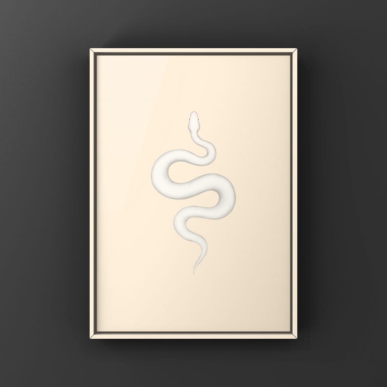 Super Russo Ball Python Python regius art print by The Morph Archive, leucistic snake artwork by Mingo X.