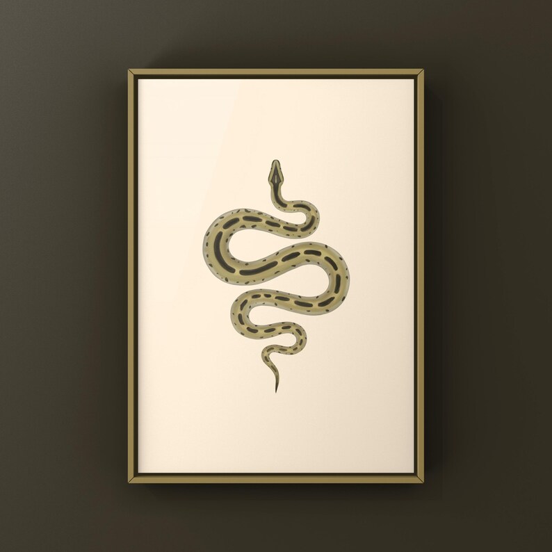 Green Burmese Python Python bivittatus art print by The Morph Archive, green snake artwork by Mingo X.