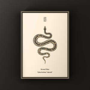 Labyrinth Burmese Python Python bivittatus art print by The Morph Archive, patterned snake artwork by Mingo X.