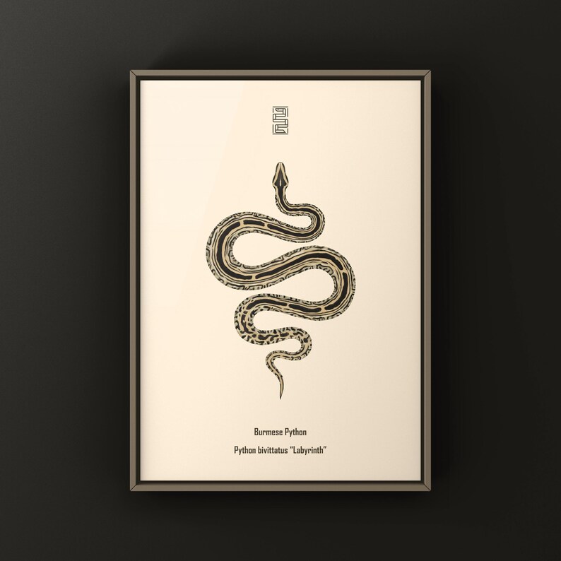 Labyrinth Burmese Python Python bivittatus art print by The Morph Archive, patterned snake artwork by Mingo X.