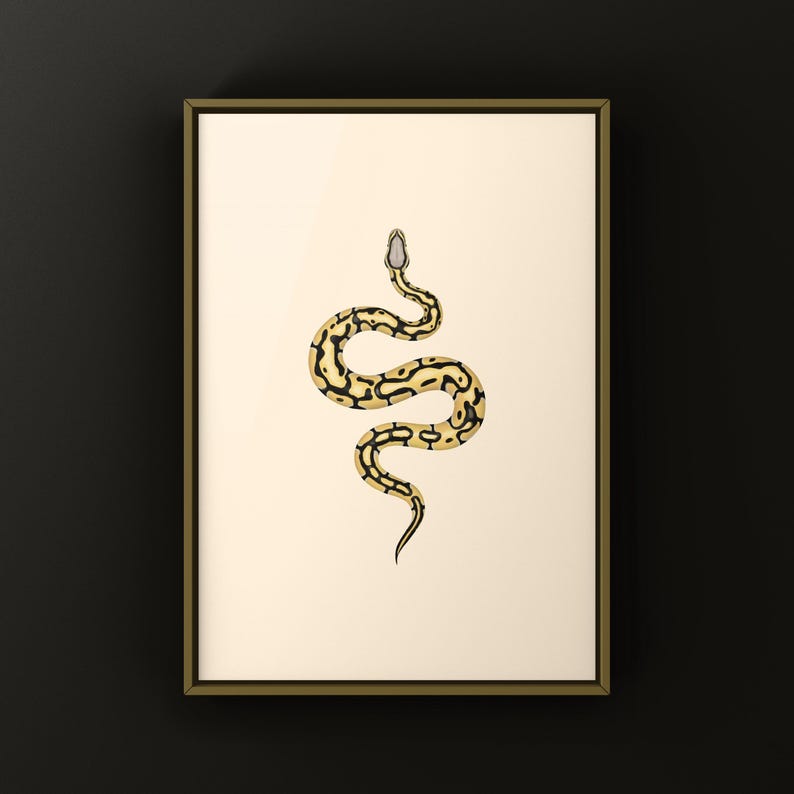 Pastel Desert Ghost Ball Python Python regius art print by The Morph Archive, ball python morph illustration by Mingo X.