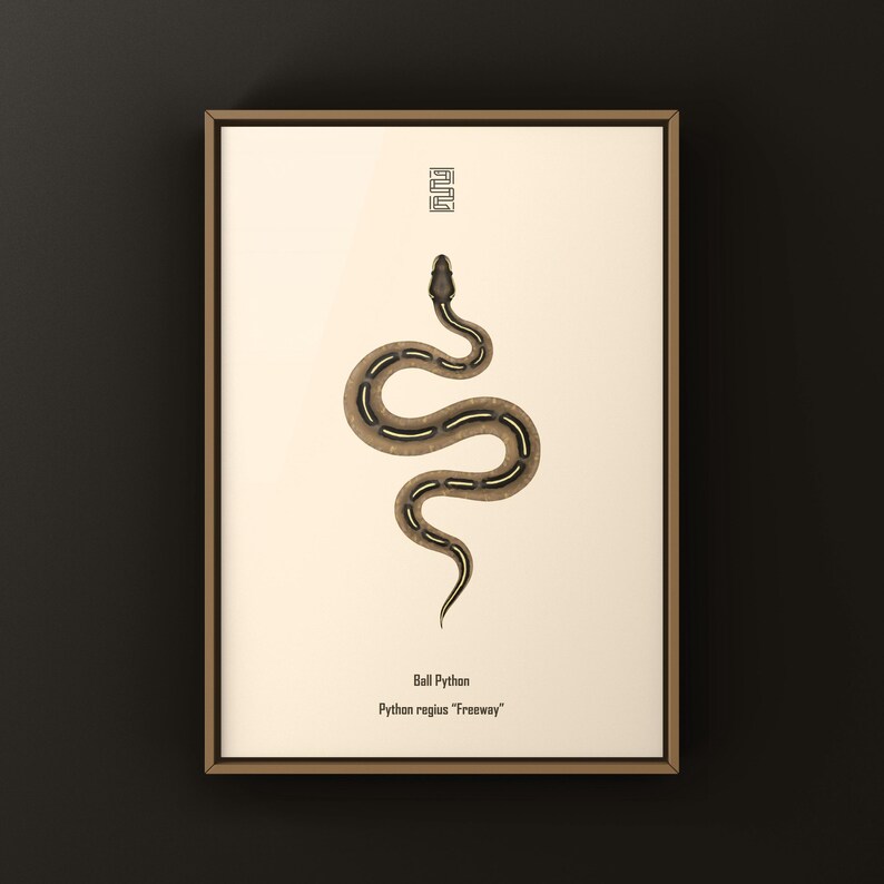 Freeway Ball Python Python regius art print by The Morph Archive, ball python morph illustration by Mingo X.