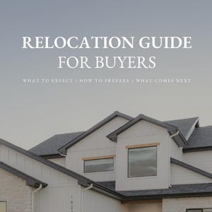 May include: A digital guide titled "Relocation Guide for Buyers" with a house illustration. The Canva logo is in the upper left corner. Text includes "Made in Canva", "Instant Download", and "Free Account".