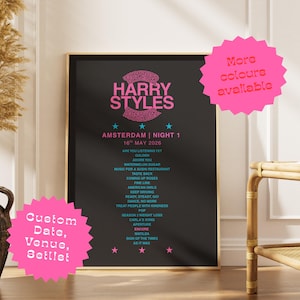 Gepersonaliseerde Harry Styles-setlistafdruk | Samen Samen Tour 2026 | Aangepaste concertposter cadeau