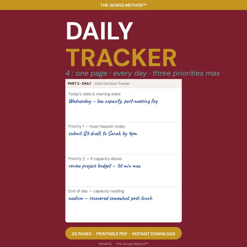 Daily Decision Tracker  Small consistent inputs  not heroic planning sessions