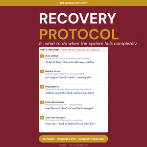 Recovery Protocol  Stop adding. Reduce to one. Physical first. Then structure.
