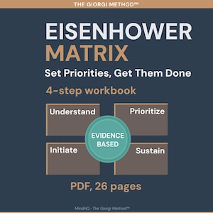 Eisenhower-matrisens arbetsbok för exekutiva funktioner – ADHD-planerare – Somatisk kroppsbaserad – Neurodivergenta vuxna (PDF)