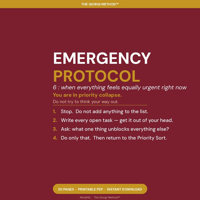Emergency Protocol  Four steps. No reading required. Follow in order.