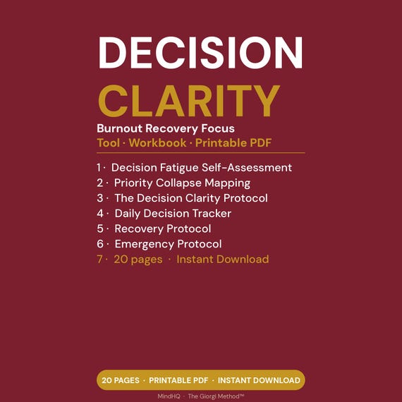 Decision Clarity Burnout Recovery Focus Planner Tool Workbook Priority Sorting Clear Next Actions Daily Planning Stress Relief Printable PDF