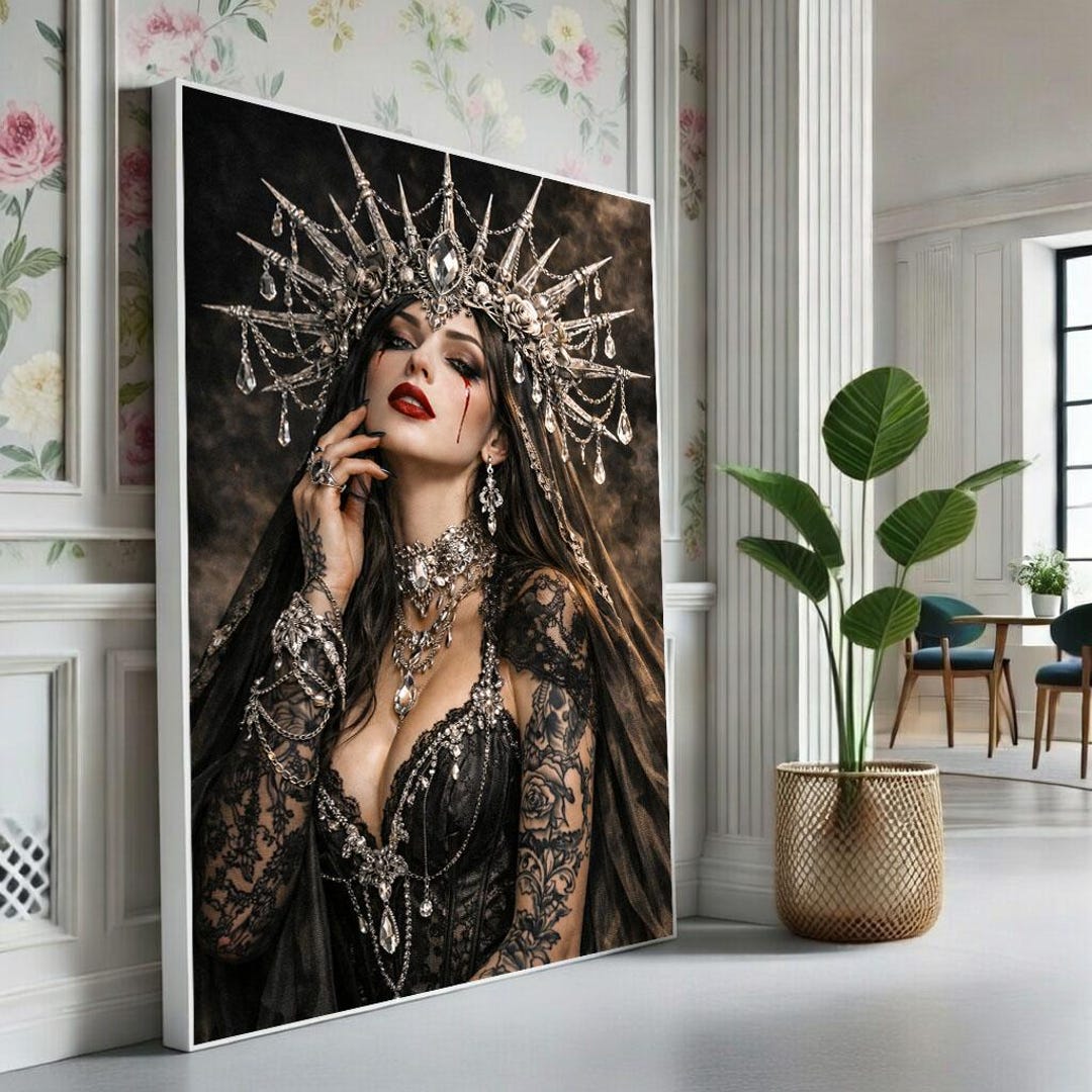 Dark Gothic Queen Canvas Regal Fantasy Art - Etsy