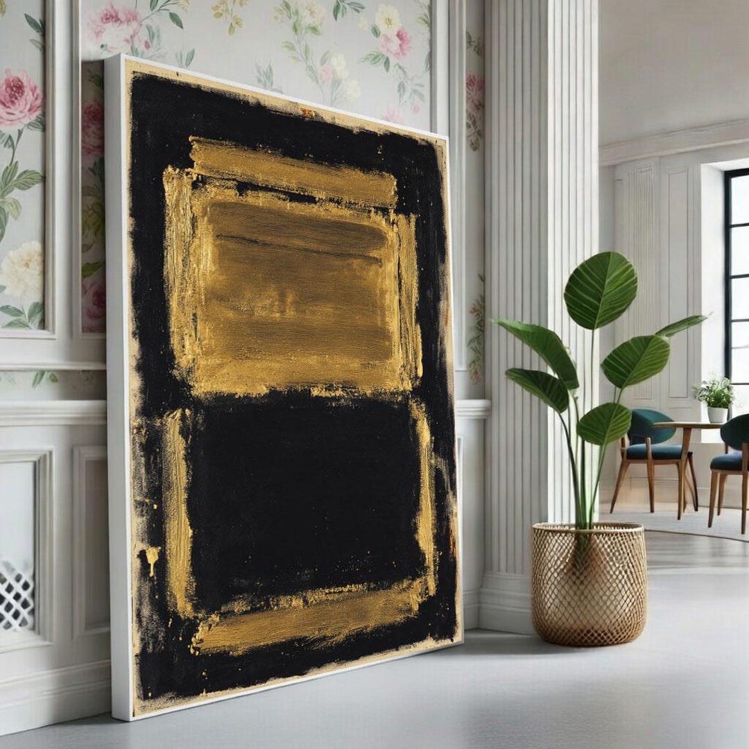 Luxurious Gold on Black Abstract Canvas Wall Art Print Modern Living ...