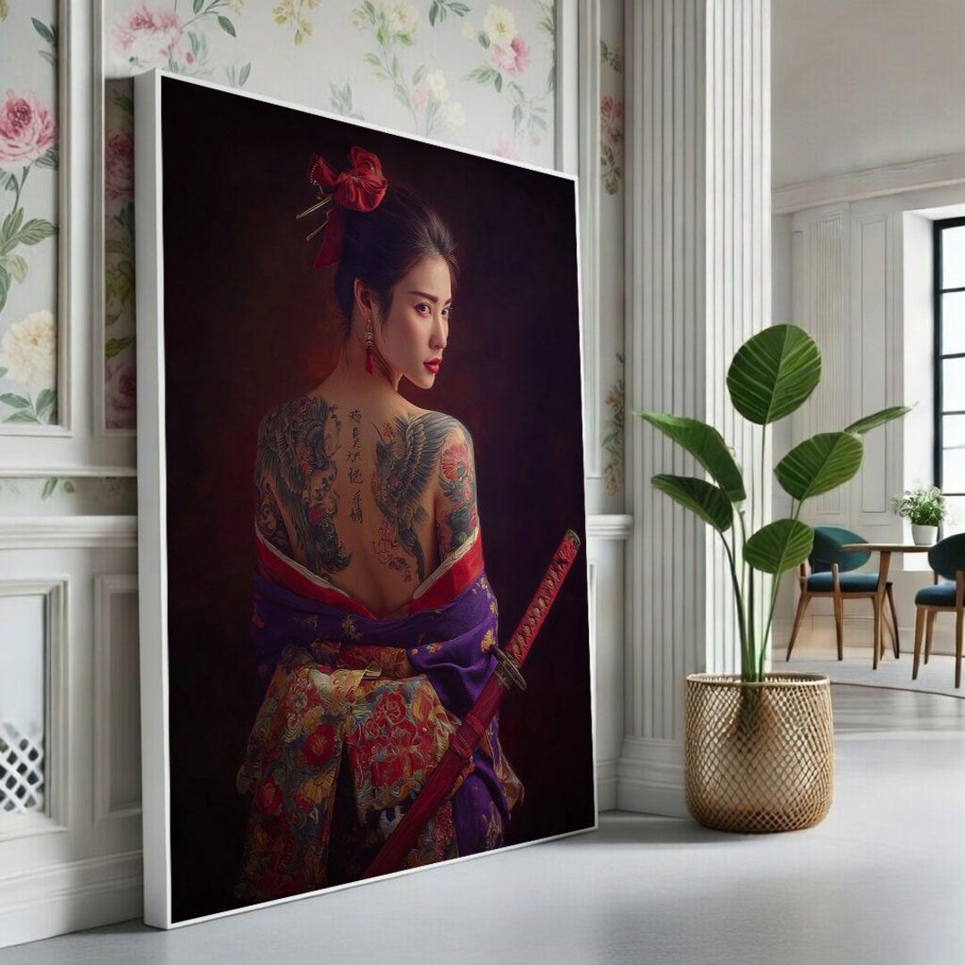 Elegant Geisha Portrait Canvas Wall Art Print Vintage Bedroom Wall ...