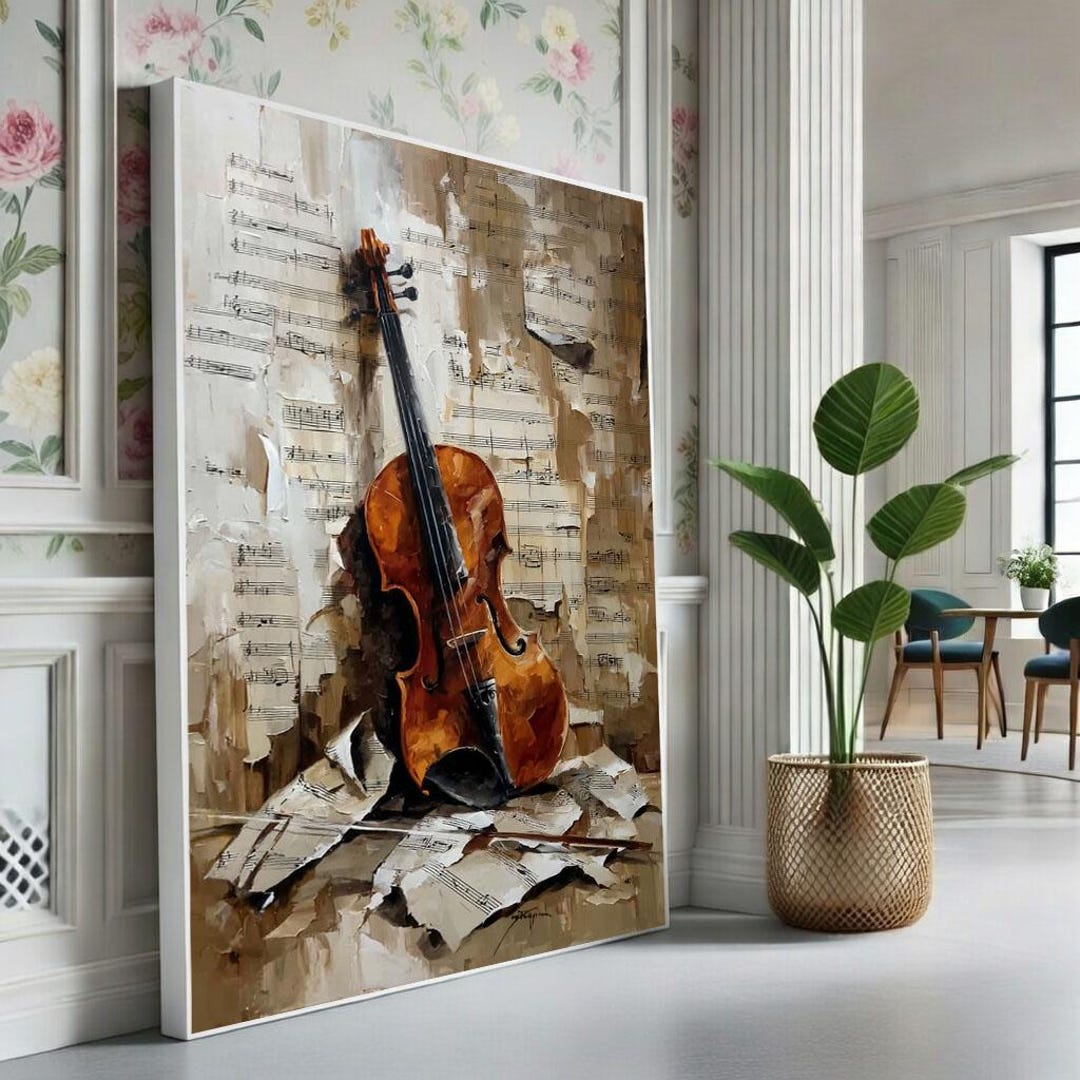 Violin Sheet Music Canvas Vintage Instrument Art - Etsy