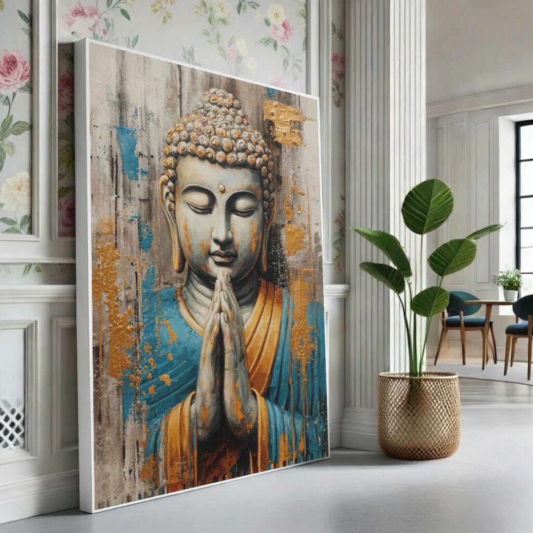 Peaceful Buddha Meditation Canvas Wall Art Print Rustic Living Room ...