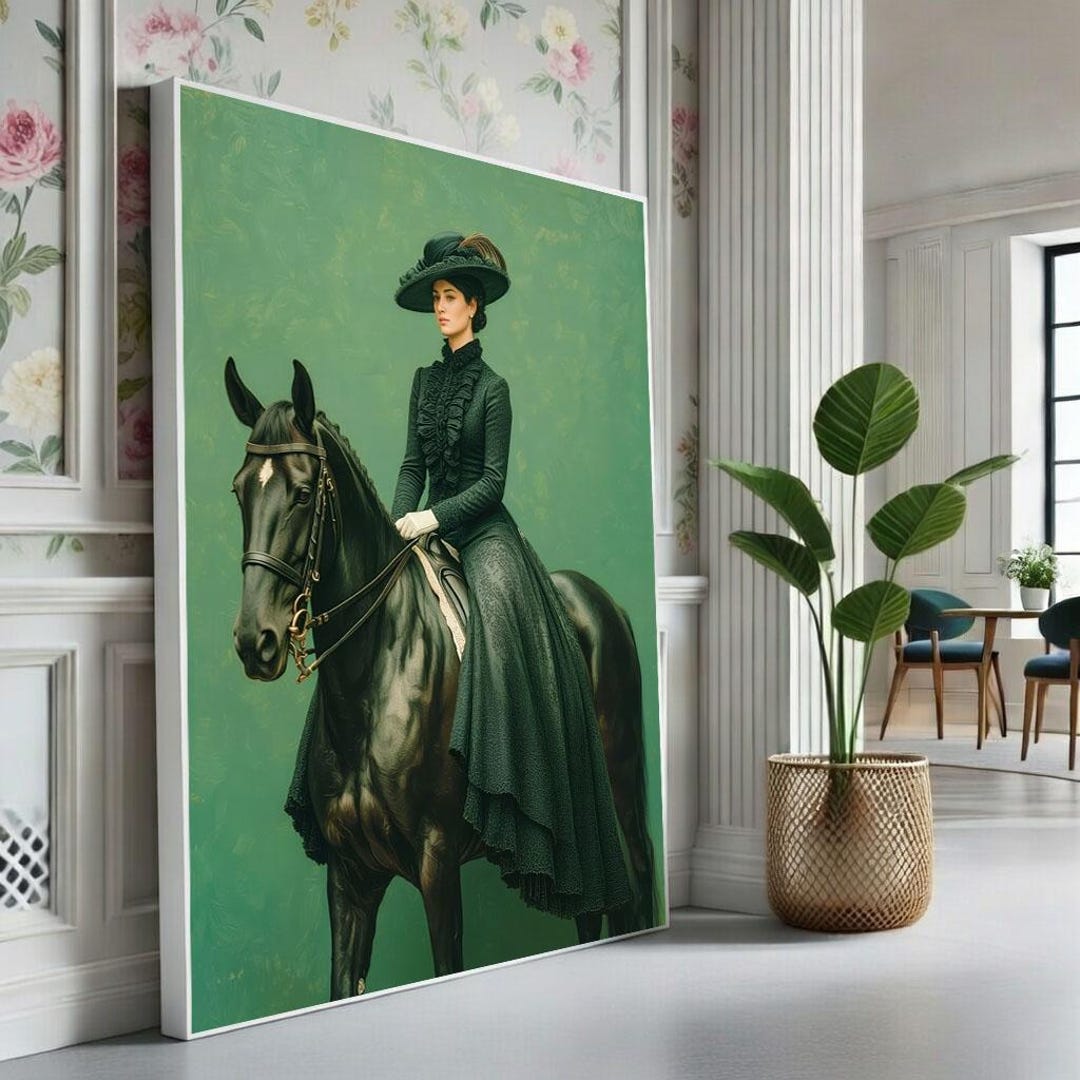 Elegant Victorian Woman on Horse Canvas Wall Art Print Classic Living ...