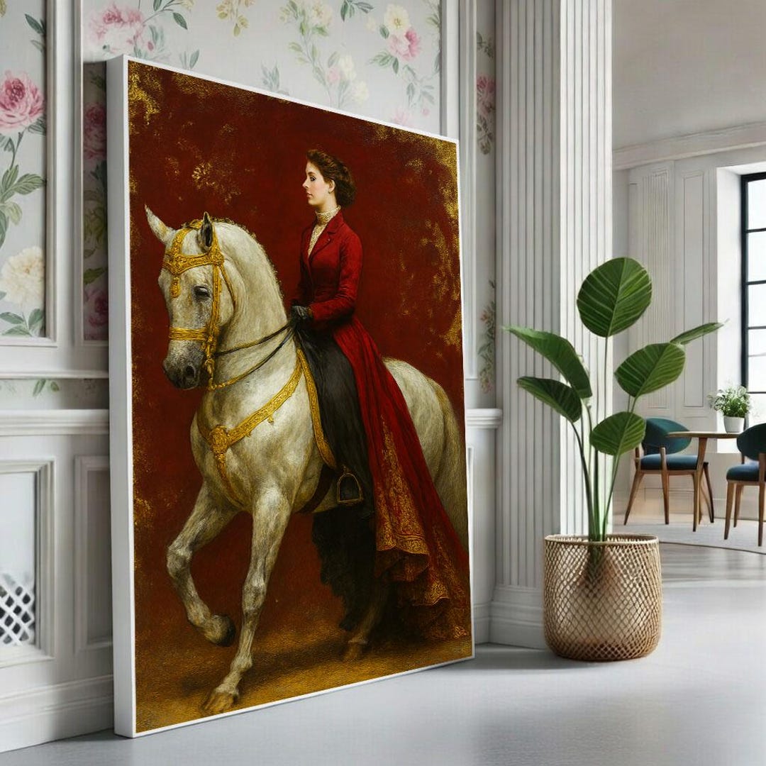 Elegant Victorian Woman on Horseback Canvas Wall Art Print Classic ...