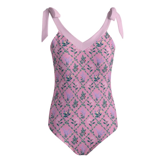 Doll-Inspired Pink Floral Swimwear | One-Piece Swimsuit, Beach Skirt, Swim Skort & Sports Bra Top