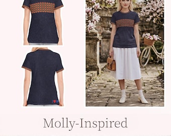 T-shirt à col rond pour femmes | Ensemble assorti pour poupée, 100 % coton, tailles S-9XL