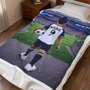 Sikh Boy World Cup USA Like Personalized Soccer Velveteen Plush Blanket With Custom Name and Number (WC-B04-USA)