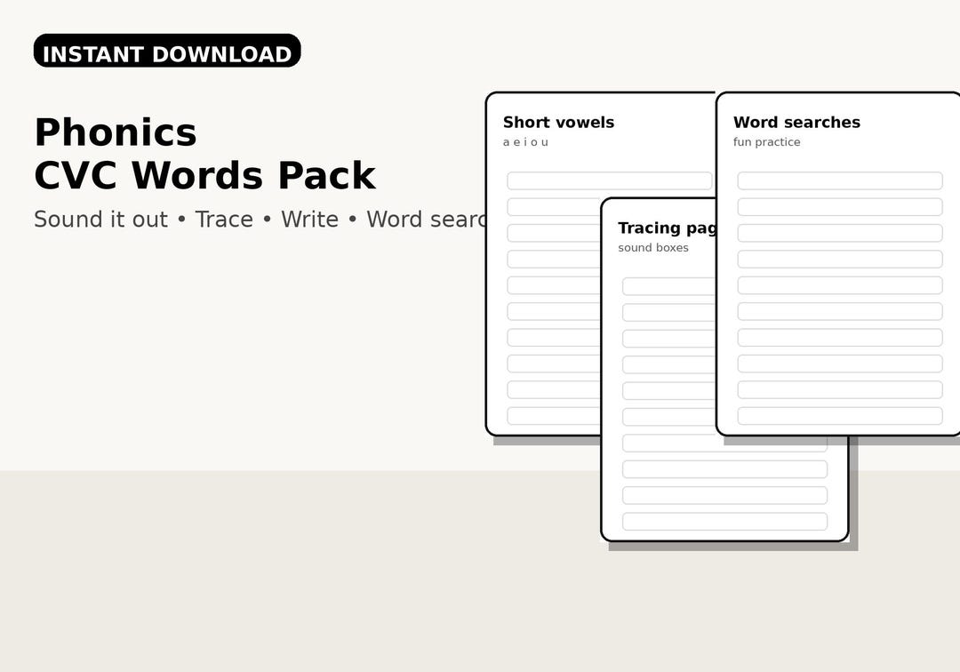 Phonics CVC Words Worksheets | Sound It Out, Tracing (PDF Pattern ...