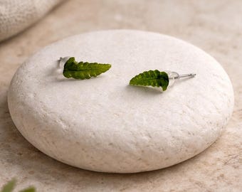 Hauch der Natur: Harz-Ohrstecker mit echtem Farn