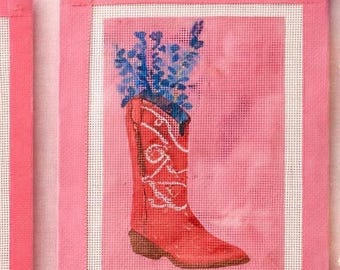 Cowboystövlar med nålstickad kanvas