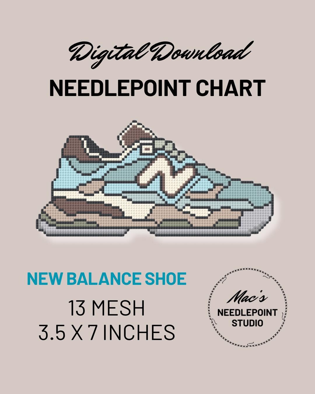 New Balance Shoe Digital Download Needlepoint Chart - Etsy