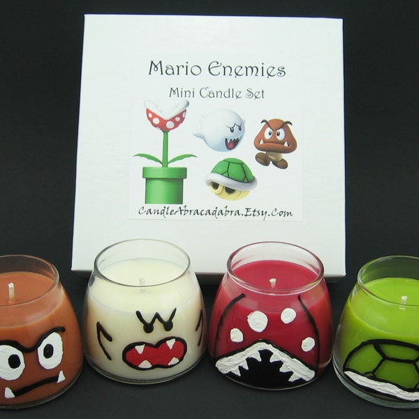 Mario Enemies Mini Soy Candles - Goomba, Boo, Piranha Plant, Turtle Shell