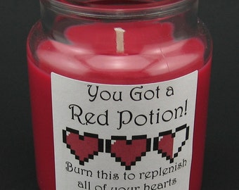Legend of Zelda Potion Candle – Raspberry Cream Scented Soy Wax