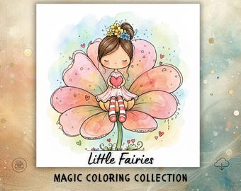 Gentle Fairy World – 30 Printable Fairy Coloring Pages | Whimsical Black & White Coloring Book PDF