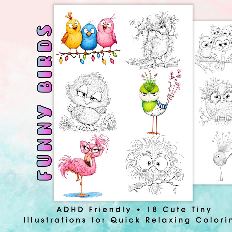 Funny Birds Coloring Pages - Etsy