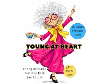 Funny Grandma Coloring Book Printable, 20 Cute Granny Coloring Pages, Adult Coloring Book, Relaxing Coloring Pages, Instant Download PDF