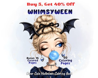 Livre de coloriage de sorcières mignonnes pour adultes, 50 pages de coloriage de fées gothiques, Halloween fantaisiste pour se détendre. Téléchargement instantané PDF imprimable.