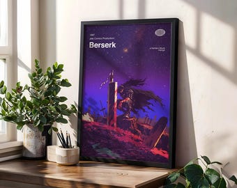 Berserk Anime Poster: Minimalist Mid-Century Modern Art Print