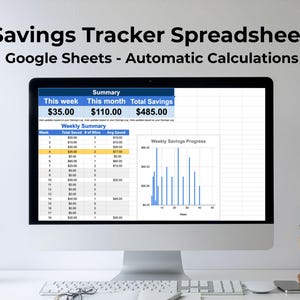 Savings Tracker Spreadsheet | Money Saving Log | Budget Tracker | Investment Growth Preview | Google Sheets