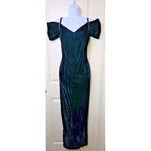 80s velvet prom dress 1980s Prom Dress, Puffy Sleeve Emerald Velvet & Lace 80s Party Dress, Renaissance Fair. S