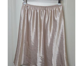 vintage FARR WEST Jupe semi-enfilée en satin liquide brillant brillant glissant M Ivoire
