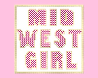 Borduursteekkaart meisjes Mid West meisjes - 13 mesh 5,1 x 5,1"