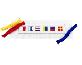 Aangepaste nautische vlag borduren sleutelhanger canvas, gepersonaliseerd cadeau