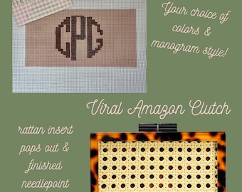 Lienzo con monograma bordado a mano / Inserto personalizado para bolso de mano / Bordado personalizado