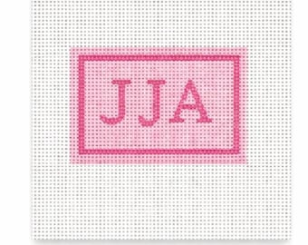 Aangepast canvas met borduurselbagagelabel – gepersonaliseerd reis-ID met monogram – 13 mesh doe-het-zelf-handwerk