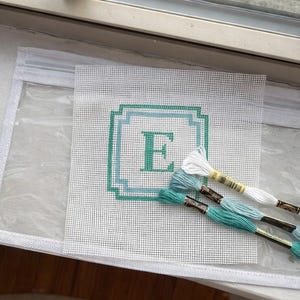 Custom Needlepoint Coaster Kit – Hand-Painted Monogram, Beginner DIY Gift